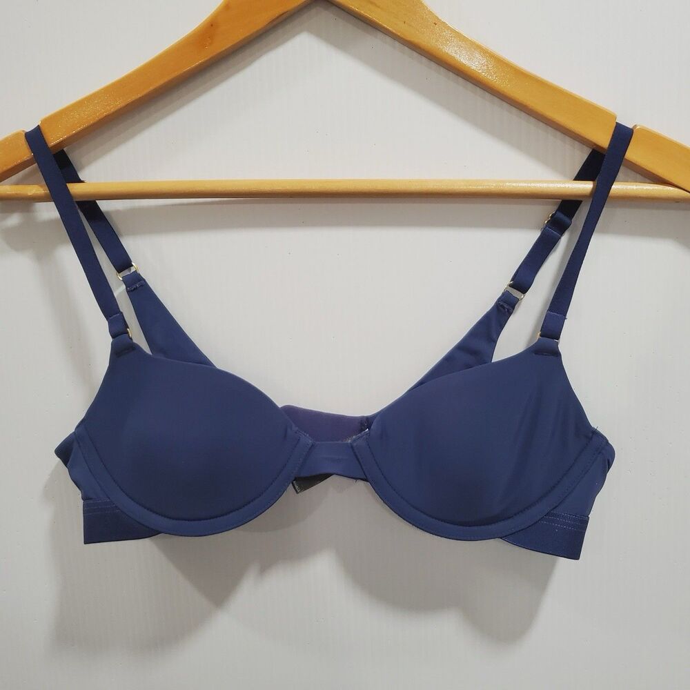 Pepper Bra 34AA Simply Smooth T Shirt Lightly Lined Underwire Blue